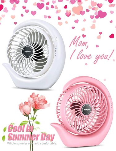 Viniper Portable Rechargeable Fan, Small Desk Fan : 3 Speeds & about 8-24 Hours Longer Working, 180 Rotation, Portable Battery Desktop Fan for Home/Office (Black, Light Black Blade)6.2 inch in Kuwait