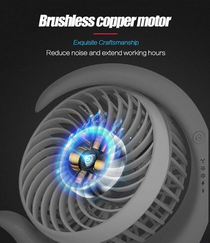 Viniper Portable Rechargeable Fan, Small Desk Fan : 3 Speeds & about 8-24 Hours Longer Working, 180 Rotation, Portable Battery Desktop Fan for Home/Office (Black, Light Black Blade)6.2 inch in Kuwait