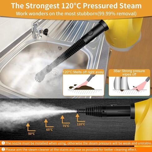 Handheld Steam Cleaner, Steamer for Cleaning, with Steam Lock Button for Hands-free Steaming, Fast Heating, Full Accessory Set Hand Steamer for Home, Kitchen, Bathroom, Car, Tile, Surface Cleaning in Kuwait