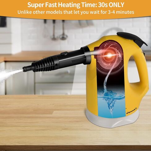 Handheld Steam Cleaner, Steamer for Cleaning, with Steam Lock Button for Hands-free Steaming, Fast Heating, Full Accessory Set Hand Steamer for Home, Kitchen, Bathroom, Car, Tile, Surface Cleaning in Kuwait