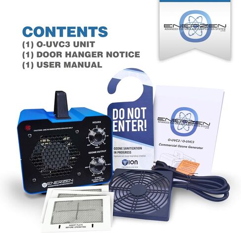 Enerzen O-UVC3 - HEPA + UV Light + 40,000 mg/h Industrial Ozone Generator for Eliminating Odors - O3 Machine Air Ionizer Deodorizer for Home, Room, Smoke, Car, Pet in Kuwait