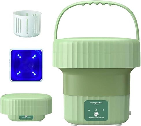 غسالة صغيرة قابلة للطي، غسالة صغيرة للملابس الداخلية والغسيل والتخييم والمركبات الترفيهية والسفر والملابس الداخلية والجوارب وملابس الأطفال خفيفة الوزن وسهلة الحمل (أخضر ABS) in Kuwait