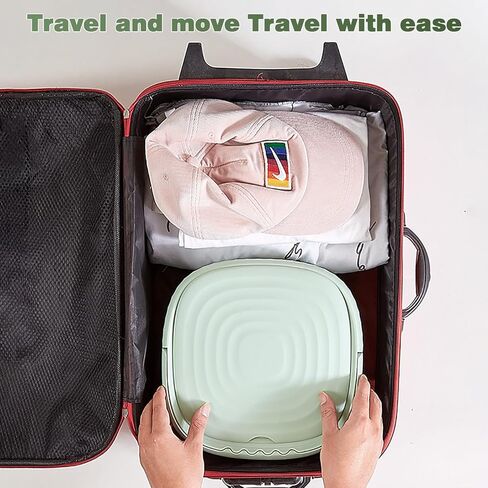 غسالة صغيرة قابلة للطي، غسالة صغيرة للملابس الداخلية والغسيل والتخييم والمركبات الترفيهية والسفر والملابس الداخلية والجوارب وملابس الأطفال خفيفة الوزن وسهلة الحمل (أخضر ABS) in Kuwait