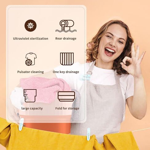 غسالة صغيرة قابلة للطي، غسالة صغيرة للملابس الداخلية والغسيل والتخييم والمركبات الترفيهية والسفر والملابس الداخلية والجوارب وملابس الأطفال خفيفة الوزن وسهلة الحمل (أخضر ABS) in Kuwait