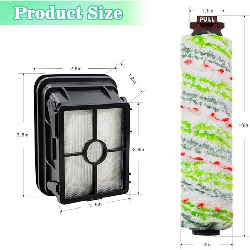2460 Pet Pro استبدال أسطوانة الفرشاة متعددة الأسطح واستبدال المرشحات لأجزاء Bissell Crosswave Pet Pro وBissell Crosswave 2306A، 2306، 2303، 2306P، 1785 Series Vacuum (3 عبوات 2460 لفات فرشاة Crosswave و3 عبوات 1866 مرشحات) in Kuwait