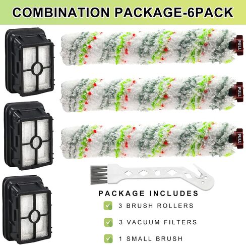 2460 Pet Pro استبدال أسطوانة الفرشاة متعددة الأسطح واستبدال المرشحات لأجزاء Bissell Crosswave Pet Pro وBissell Crosswave 2306A، 2306، 2303، 2306P، 1785 Series Vacuum (3 عبوات 2460 لفات فرشاة Crosswave و3 عبوات 1866 مرشحات) in Kuwait