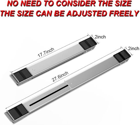 2 Pack Heavy Duty Extensible Appliance Rollers, Adjustable Washing Machine Base Washer Dryer Pedestals Wheels, Easy Sliders Appliance Movers for Refrigerators, Dishwashers, Max Load 500KG (Silver) in Saudi Arabia
