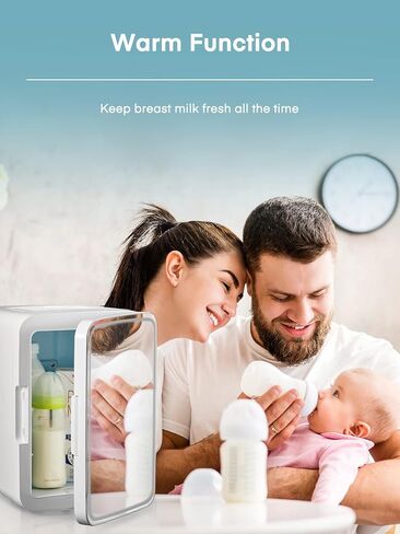 ثلاجة صغيرة للعناية بالبشرة من فوهير لغرفة النوم سعة 10 لتر/11 علبة، ثلاجة صغيرة محمولة للأطعمة والمشروبات ومستحضرات التجميل والوجبات الخفيفة ووظيفة التبريد والتدفئة، ثلاجة صغيرة بتيار متردد/تيار مستمر مع مرآة، بيضاء in Kuwait