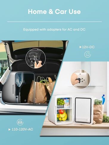 ثلاجة صغيرة للعناية بالبشرة من فوهير لغرفة النوم سعة 10 لتر/11 علبة، ثلاجة صغيرة محمولة للأطعمة والمشروبات ومستحضرات التجميل والوجبات الخفيفة ووظيفة التبريد والتدفئة، ثلاجة صغيرة بتيار متردد/تيار مستمر مع مرآة، بيضاء in Kuwait