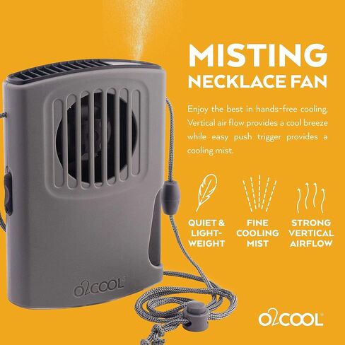 O2COOL Multi-Pack Misting Neck Personal Travel Battery Powered Deluxe Cooling Fan, 2pk (Gray) in Saudi Arabia
