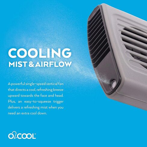 O2COOL Multi-Pack Misting Neck Personal Travel Battery Powered Deluxe Cooling Fan, 2pk (Gray) in Saudi Arabia