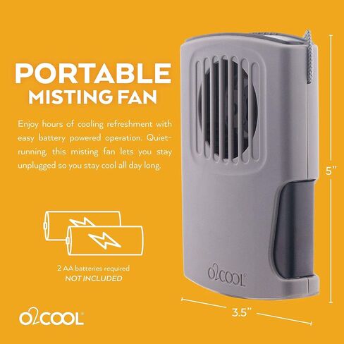 O2COOL Multi-Pack Misting Neck Personal Travel Battery Powered Deluxe Cooling Fan, 2pk (Gray) in Saudi Arabia