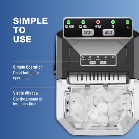 Ice Makers Countertop, Portable Ice Maker Machine with Self-Cleaning, 9 Bullet Ice Ready in 6 Mins, Handheld Ice Maker 26.5lbs 24Hrs with Ice Bags and Scoop Basket for Home Bar Camping RV(Black) in Saudi Arabia