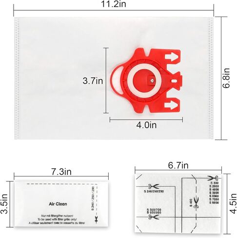 10 قطع من أكياس مكنسة كهربائية FJM تناسب مكنسة Miele Compact C1 Vacuum FJM Compact C1، Compact C2، S6000-S6999، S4000-S4999، S700، S500-S578 مع 3 مرشحات لحماية المحرك و3 مرشحات لتنظيف الهواء in Kuwait