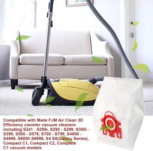 10 قطع من أكياس مكنسة كهربائية FJM تناسب مكنسة Miele Compact C1 Vacuum FJM Compact C1، Compact C2، S6000-S6999، S4000-S4999، S700، S500-S578 مع 3 مرشحات لحماية المحرك و3 مرشحات لتنظيف الهواء in Kuwait