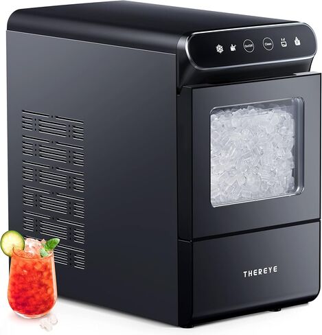 جهاز صنع الثلج على سطح الطاولة من Thereye، آلة صنع الثلج بالحصاة ذات التحميل الأمامي، 30 رطلًا في اليوم، طريقتان لإعادة تعبئة المياه، التنظيف الذاتي، آلة صنع الثلج بلمسة نهائية من الفولاذ المقاوم للصدأ لحفلات بار المنزل والمكتب in Kuwait