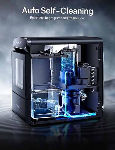 جهاز صنع الثلج على سطح الطاولة من Thereye، آلة صنع الثلج بالحصاة ذات التحميل الأمامي، 30 رطلًا في اليوم، طريقتان لإعادة تعبئة المياه، التنظيف الذاتي، آلة صنع الثلج بلمسة نهائية من الفولاذ المقاوم للصدأ لحفلات بار المنزل والمكتب in Kuwait