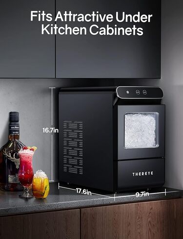 جهاز صنع الثلج على سطح الطاولة من Thereye، آلة صنع الثلج بالحصاة ذات التحميل الأمامي، 30 رطلًا في اليوم، طريقتان لإعادة تعبئة المياه، التنظيف الذاتي، آلة صنع الثلج بلمسة نهائية من الفولاذ المقاوم للصدأ لحفلات بار المنزل والمكتب in Kuwait