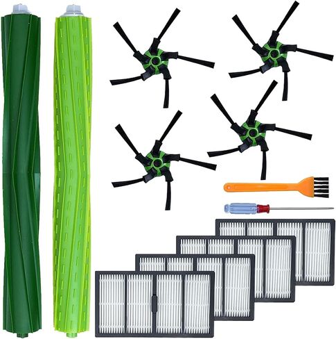 DLD Replacement Parts Compatible with for iRobot Roomba s9 (9150) s9+ s9 Plus (9550) S Series Wi-Fi Robot Vacuum Cleaner (1 Set of Multi-Surface Rubber Brushes +4 Filters + 4 Side Brushes) in Kuwait