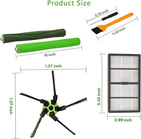 DLD Replacement Parts Compatible with for iRobot Roomba s9 (9150) s9+ s9 Plus (9550) S Series Wi-Fi Robot Vacuum Cleaner (1 Set of Multi-Surface Rubber Brushes +4 Filters + 4 Side Brushes) in Kuwait