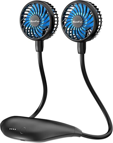 HandFan 10000mAh Portable Neck Fan Rechargeable, Wearable Personal Fans for Neck, Hands Free Necklace Fan Battery Operated, Neck Cooling Air Condition for Men Women Travel Hiking Cycling Outdoors in Kuwait