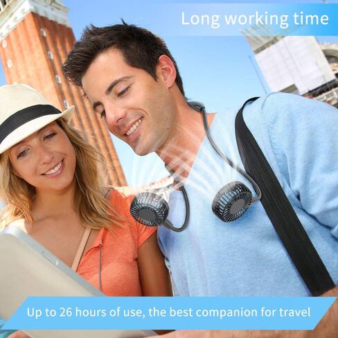 HandFan 10000mAh Portable Neck Fan Rechargeable, Wearable Personal Fans for Neck, Hands Free Necklace Fan Battery Operated, Neck Cooling Air Condition for Men Women Travel Hiking Cycling Outdoors in Kuwait