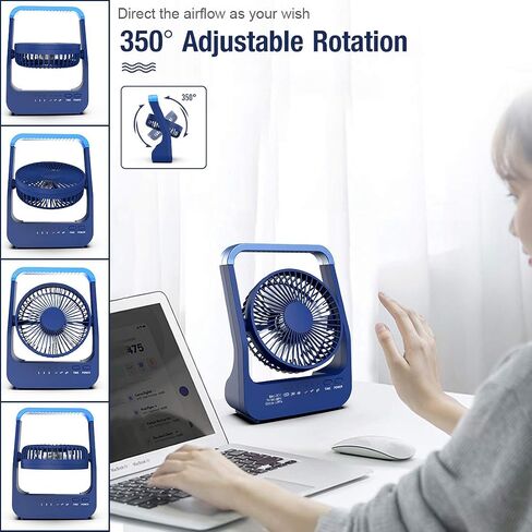 SLENPET 20000mAh Battery Powered Fan, Rechargeable Portable Fan, Camping Fan with 200 Working Hours, USB Port Power Supply, 3 Speeds Timer Off 350°Rotation Quiet Desk Fan for Travel, Bedroom, Office in Saudi Arabia