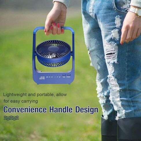 SLENPET 20000mAh Battery Powered Fan, Rechargeable Portable Fan, Camping Fan with 200 Working Hours, USB Port Power Supply, 3 Speeds Timer Off 350°Rotation Quiet Desk Fan for Travel, Bedroom, Office in Saudi Arabia