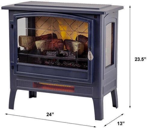 كونتري ليفينج مدفأة كهربائية قائمة بذاتها تعمل بالأشعة تحت الحمراء باللون الكريمي | يوفر حرارة إضافية للمنطقة مع جهاز تحكم عن بعد، وألوان لهب متعددة، وتصميم معدني مع جذوع خشبية صناعية in Kuwait