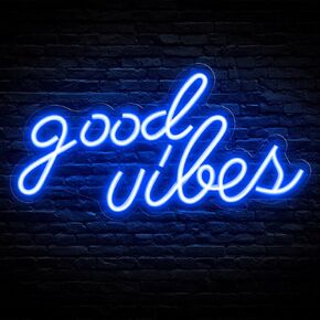 لافتة نيون Olekki Pink Good Vibes - أضواء نيون لغرفة النوم، لافتات نيون LED لديكور الحائط (16.1 × 8.3 بوصة) in Kuwait