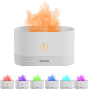 Colorful Flame Air Aroma Diffuser Humidifier, 180ml Upgraded 7 Flame Colors Noiseless Essential Oil Diffuser for Home,Office,Yoga with Auto-Off Protection