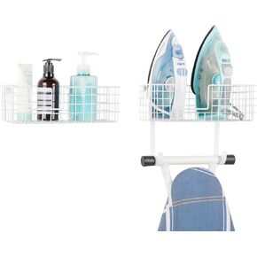 YBING Ironing Board Holder White Set of 2, Metal Iron Holder Wall Mount with Removable Hooks, Laundry Room Organizer with Ironing Board for Bathroom, Bedroom,Office in Kuwait