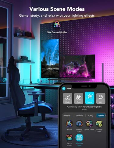 Govee RGBIC Gaming Light Bars H6047 with Smart Controller, 16.7 Inches Wi-Fi Smart LED Light Bars with Music Modes and 60+ Scene Modes Specially Built for Gamers, Works with Alexa & Google Assistant in Kuwait