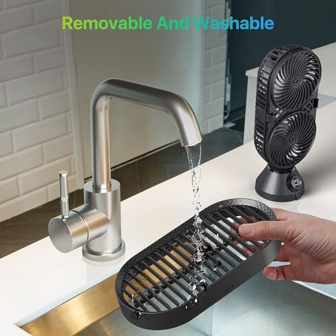 GAOYITK USB Desk Fan, 11 inch Small Portable Oscillating Table Fans with Dual Air Circulation, 120° Oscillation, Quiet Black Tabletop Tower Fan for Home, Office, Bedroom, Desktop, Sleep, Work in Kuwait