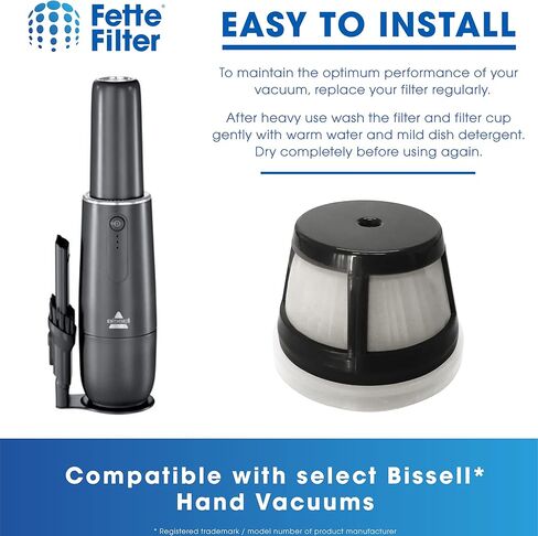 فلتر Fette - مجموعة مرشحات لمكانس اليد المختارة المتوافقة مع موديلات Bissell Aero اللاسلكية 29869,29861، 29867، 29868، 2986 (الجزء # 1624405) حزمة من 4 قطع in Kuwait