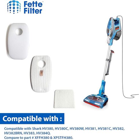 فلتر Fette - مجموعة فلتر مكنسة كهربائية متوافقة مع Shark Rocket DuoClean HV380، HV380W، HV381، HV382، HV383، HV384Q. قارنه بالجزء رقم XFFH380 وXPSTFH380 (عبوة من 3 قطع) in Saudi Arabia