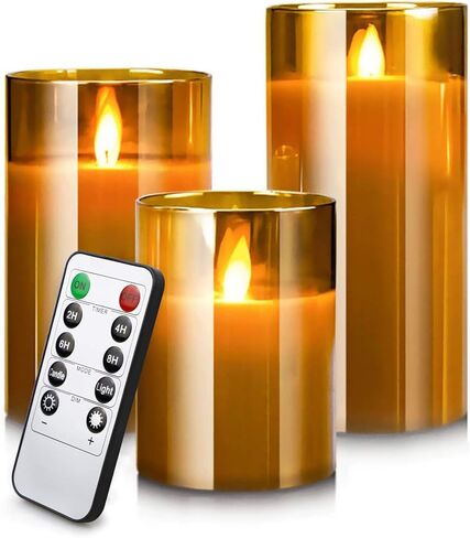 Led Flameless Candles for Home Decor, Battery Operated Flickering Moving Wick Effect Candle Set with Remote Control Cycling Timer for Party Wedding,Christmas Decoration, 4 inch, 5 inch, 6 inch, 3 Pack in Saudi Arabia