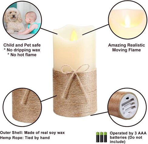 Led Flameless Candles for Home Decor, Battery Operated Flickering Moving Wick Effect Candle Set with Remote Control Cycling Timer for Party Wedding,Christmas Decoration, 4 inch, 5 inch, 6 inch, 3 Pack in Saudi Arabia