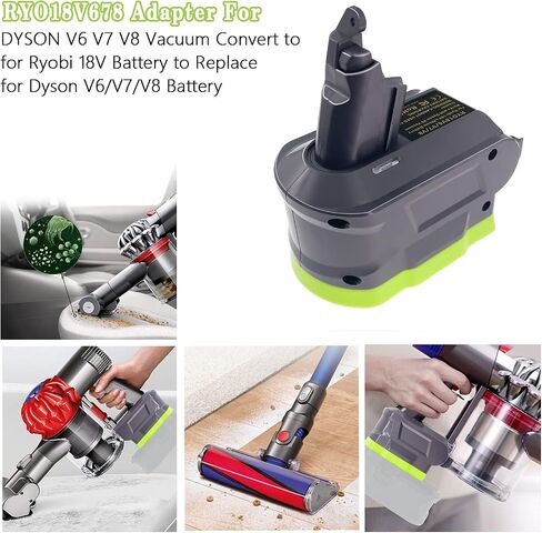 Universal V8/V7/V6 Battery Adapter, for Ryobi 18V Battery to Replace for Dyson V6 V7 V8 Battery, Battery Converter fit for Dyson V8 V7 or V6 Animal Absolute Vacuum Cleaners-Adapter Only in Saudi Arabia
