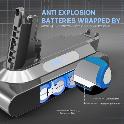 6000mAh Replacement for Dyson V10 Battery, 25.2V Li-ion Battery Compatible with Dyson Cyclone V10 Animal Absolute Fluffy SV12 (Not SV10 V12) Clean Cordless Stick Vacuum Cleaner - Filter & Brush in Saudi Arabia