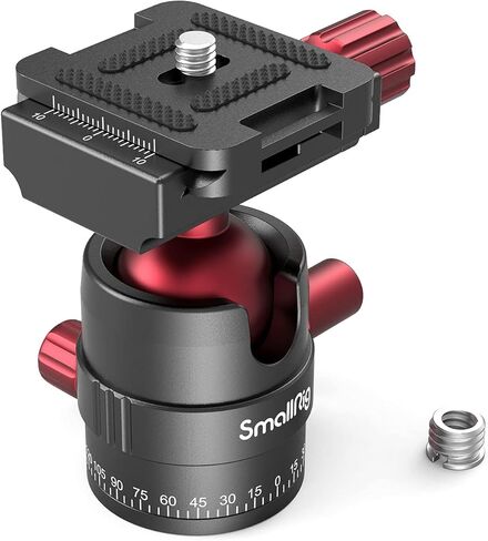 رأس كروي ثلاثي القوائم من SmallRig يدور 360 درجة برأس كروي بانورامي مع لوحة حذاء سريعة 1/4 بوصة، أقصى تحميل يصل إلى 5 كجم/ 11 رطل، لكاميرا الفيديو الرقمية ذات العدسة الأحادية العاكسة ذات الحامل ثلاثي القوائم - 3034 in Kuwait