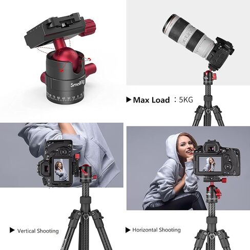 رأس كروي ثلاثي القوائم من SmallRig يدور 360 درجة برأس كروي بانورامي مع لوحة حذاء سريعة 1/4 بوصة، أقصى تحميل يصل إلى 5 كجم/ 11 رطل، لكاميرا الفيديو الرقمية ذات العدسة الأحادية العاكسة ذات الحامل ثلاثي القوائم - 3034 in Kuwait