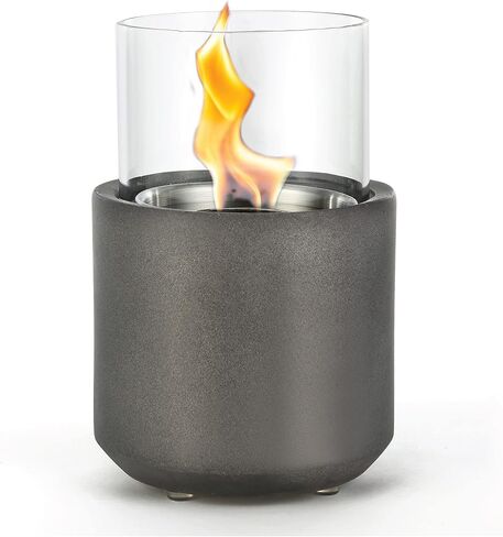 Home Zone Living Concrete Portable Tabletop Round 4.7" Mini Fire Pit Bowl, Wick Included, Indoor, Outdoor Use, Patio, Deck, Balcony Safe, Ethanol Alcohol, Smokeless, Long Burning, Fireplace, Soot Free in Saudi Arabia