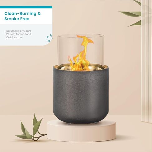 Home Zone Living Concrete Portable Tabletop Round 4.7" Mini Fire Pit Bowl, Wick Included, Indoor, Outdoor Use, Patio, Deck, Balcony Safe, Ethanol Alcohol, Smokeless, Long Burning, Fireplace, Soot Free in Saudi Arabia