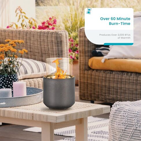 Home Zone Living Concrete Portable Tabletop Round 4.7" Mini Fire Pit Bowl, Wick Included, Indoor, Outdoor Use, Patio, Deck, Balcony Safe, Ethanol Alcohol, Smokeless, Long Burning, Fireplace, Soot Free in Saudi Arabia