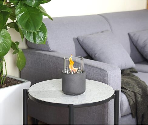 Home Zone Living Concrete Portable Tabletop Round 4.7" Mini Fire Pit Bowl, Wick Included, Indoor, Outdoor Use, Patio, Deck, Balcony Safe, Ethanol Alcohol, Smokeless, Long Burning, Fireplace, Soot Free in Saudi Arabia