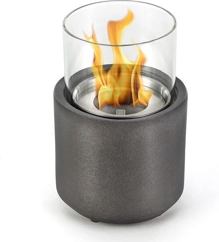 Home Zone Living Concrete Portable Tabletop Round 4.7" Mini Fire Pit Bowl, Wick Included, Indoor, Outdoor Use, Patio, Deck, Balcony Safe, Ethanol Alcohol, Smokeless, Long Burning, Fireplace, Soot Free in Saudi Arabia
