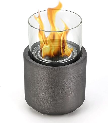 Home Zone Living Concrete Portable Tabletop Round 4.7" Mini Fire Pit Bowl, Wick Included, Indoor, Outdoor Use, Patio, Deck, Balcony Safe, Ethanol Alcohol, Smokeless, Long Burning, Fireplace, Soot Free in Saudi Arabia