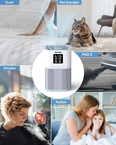 Air Purifier, Home Air Cleaner For Bedroom Large Room up to 600 sq.ft, VEWIOR H13 True HEPA Air Filter with Fragrance Sponge 6 Timer Settings Quiet Air Purifiers for Pets Dander Odor Dust Smoke Pollen in Kuwait