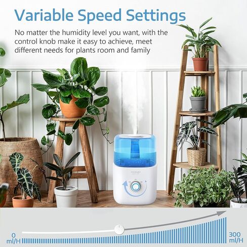 ASAKUKI Humidifiers for Bedroom, 3L Top Fill Cool Mist Humidifiers Ultrasonic Air Humidifier for Baby Kids Nursery Plants Quiet, Vaporizer Humidifier for Home with 360°Nozzle, Auto-Shut Off, White in Kuwait